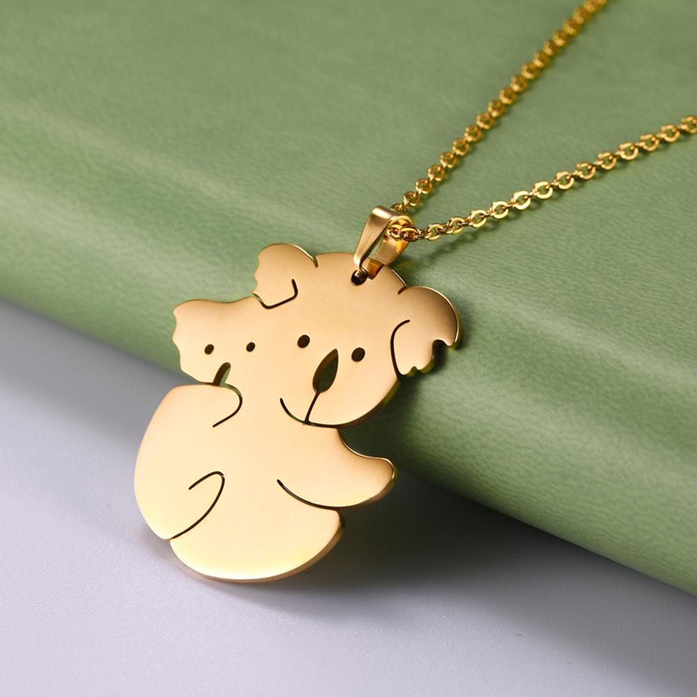 Animal Day Size Koala Mother And Child Stainless Steel Necklace