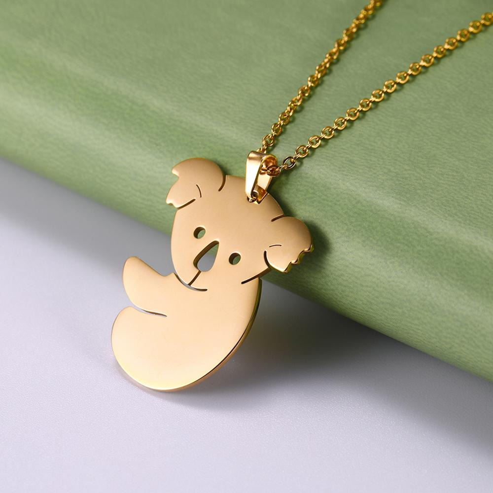 Animal Day Size Koala Mother And Child Stainless Steel Necklace