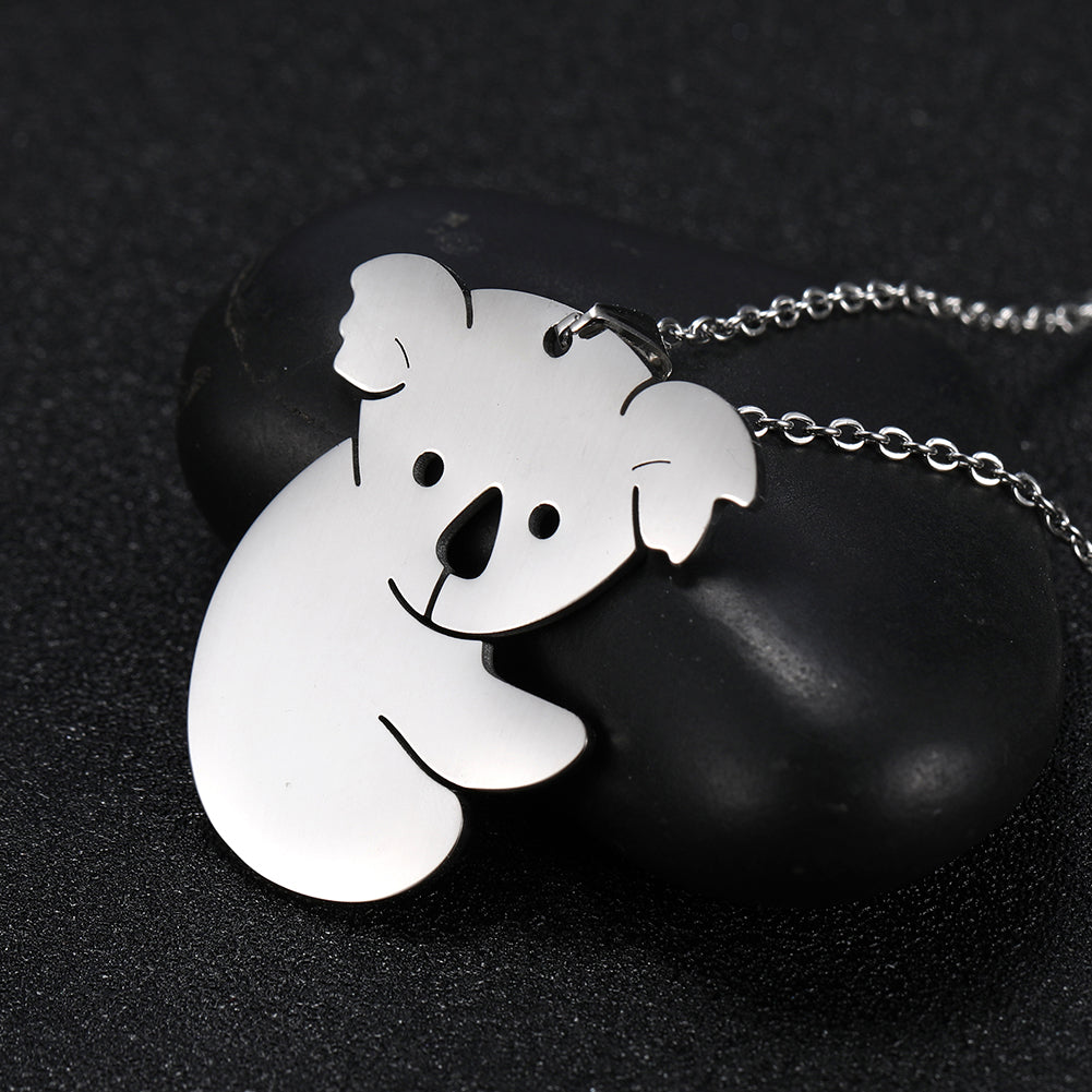 Animal Day Size Koala Mother And Child Stainless Steel Necklace