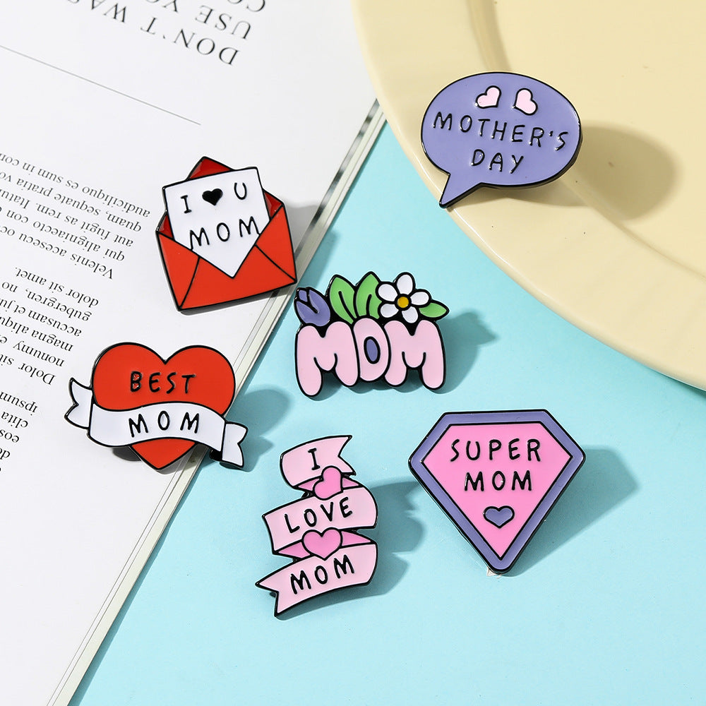 Mothers Day Metal Rainbow English Brooch