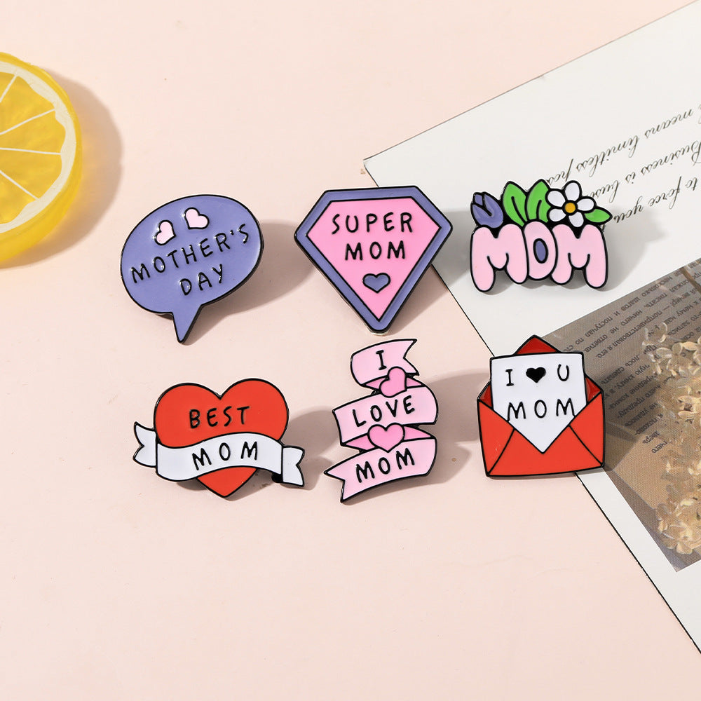 Mothers Day Metal Rainbow English Brooch