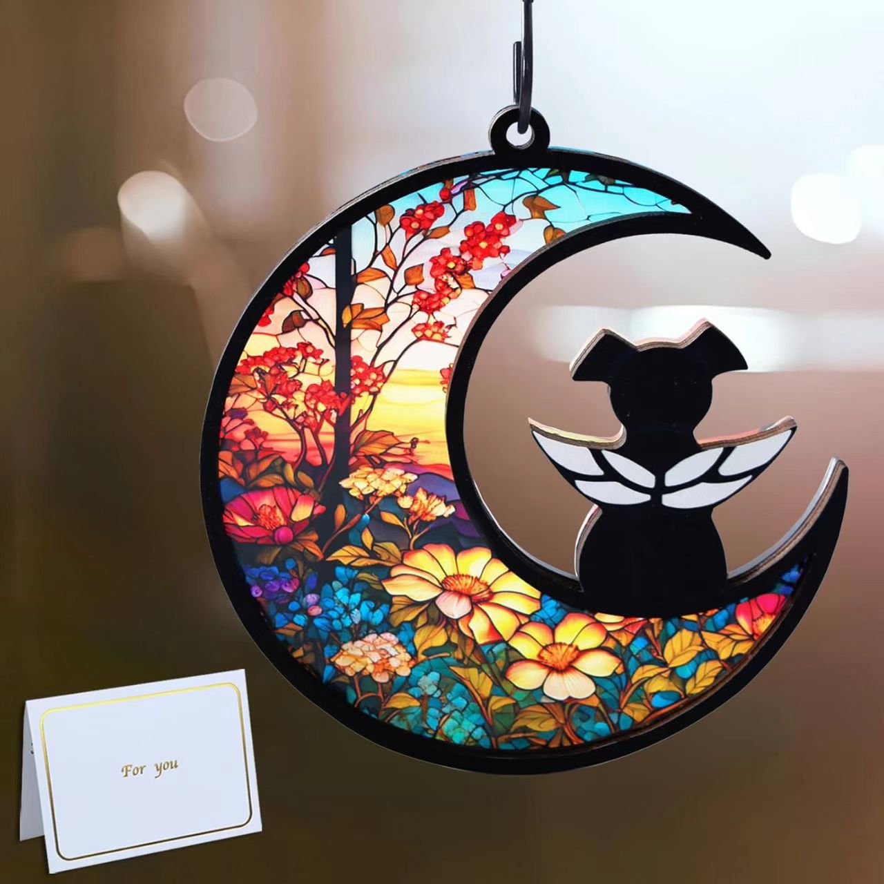 Colorful Acrylic Hanging Ornament As A Memorial Sympathy Gift For Catcher Pets