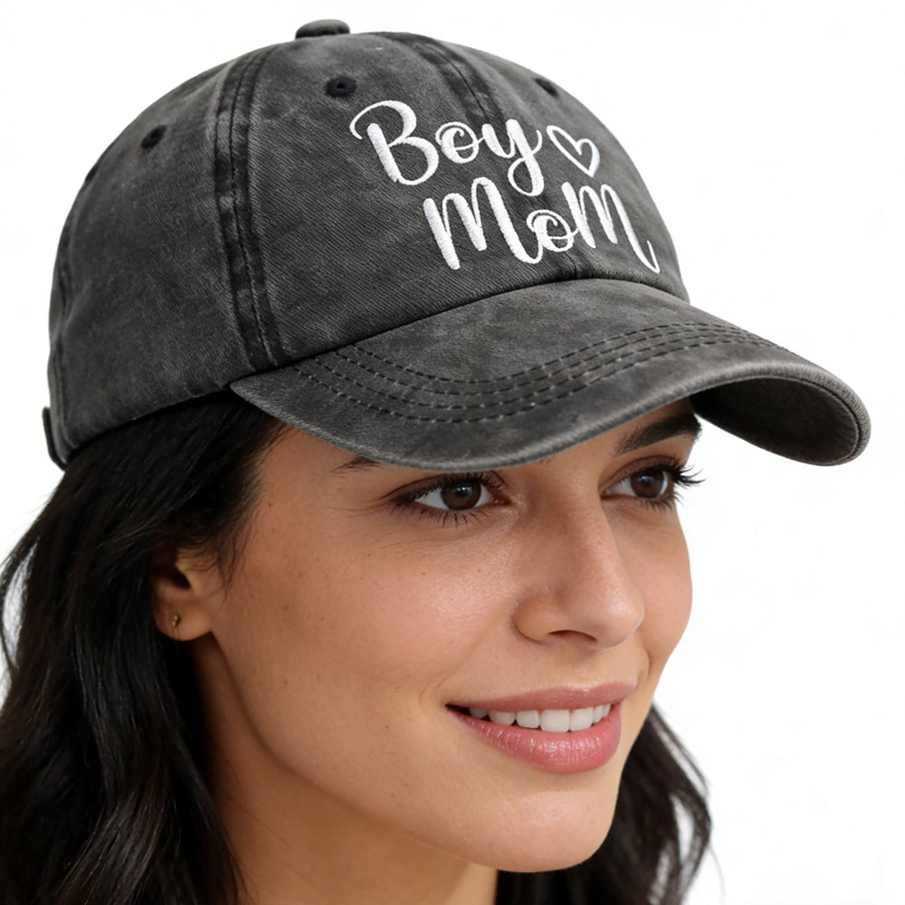 Boy Mom Hat For Women, Mother S Day Birthday Mama Gifts, Adjustable Embroidered Wash Cotton Baseball Cap