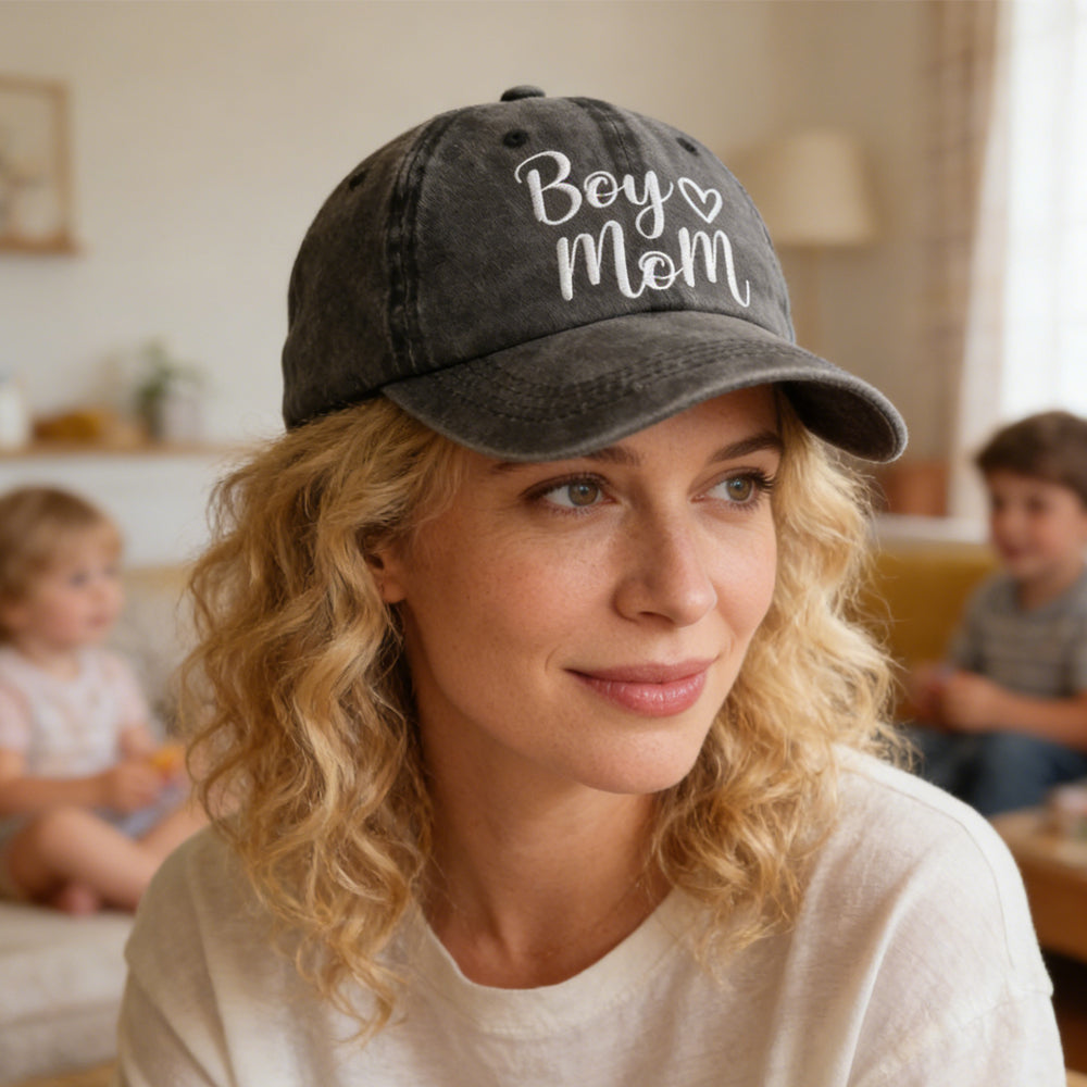 Boy Mom Hat For Women, Mother S Day Birthday Mama Gifts, Adjustable Embroidered Wash Cotton Baseball Cap